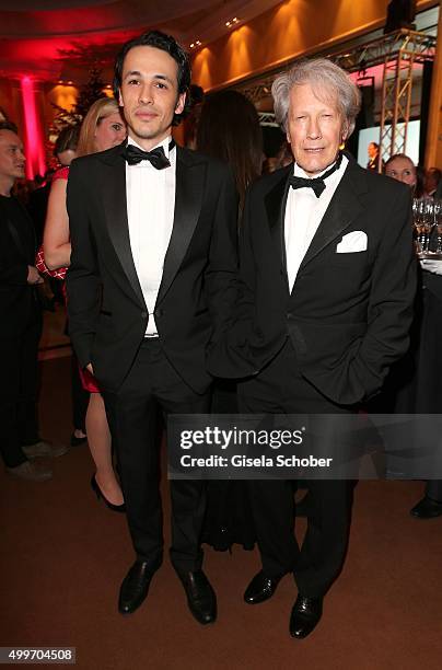 Bernd Herzsprung and his son Marvin Eckerle attend the Audi Generation Award 2015 at Hotel Bayerischer Hof on December 2, 2015 in Munich, Germany.