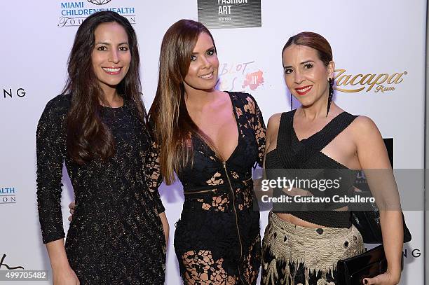 Ana His Bolivar, Karent Sierra, Annie Moreno attend Haute Living And Zacapa Rum Present Domingo Zapata At Lulu Laboratorium on December 2, 2015 in...