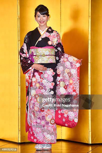 Acress Nanaka Ozawa attends the New Year's Kimono photocall for Oscar Promotion on December 3, 2015 in Tokyo, Japan.