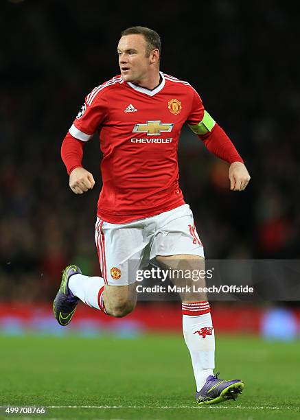 Wayne Rooney of Man Utd in action during the UEFA Champions League Group B match between Manchester United and PSV Eindhoven at Old Trafford on...