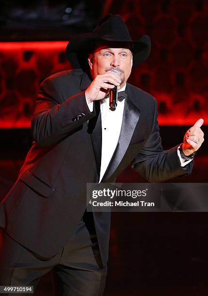 Garth Brooks performs onstage during "Sinatra 100: An All-Star GRAMMY Concert" celebrating the late Frank Sinatra's 100th birthday held at the Encore...