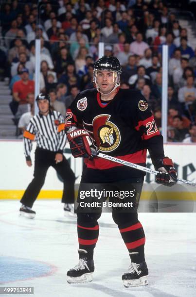 Norm Maciver of the Ottawa Senators skates on the ice during an NHL game against the Tampa Bay Lightning on November 13, 1992 at the Expo Hall in...