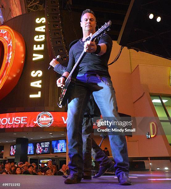 Musician Troy Gentry of country music duo Montgomery Gentry performs during the 29th annual Downtown Hoedown at the Fremont Street Experience on...