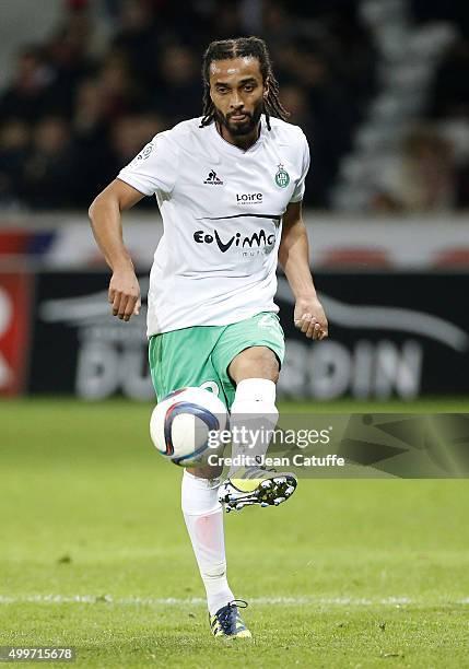 Benoit Assou-Ekotto of Saint-Etienne in action during the French Ligue 1 match between Lille OSC and AS Saint-Etienne at Stade Pierre Mauroy on...