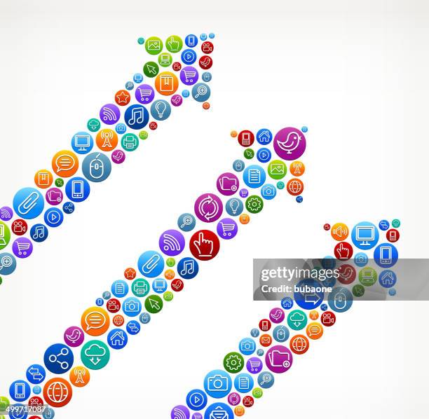arrows on social networking & internet color buttons - globe different languages stock illustrations