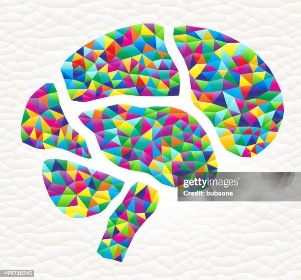 brain on triangular pattern mosaic royalty free vector art - cerebrospinal fluid stock illustrations