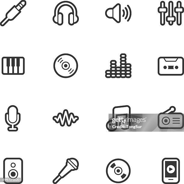 music icons - regular outline - chelsea stock illustrations