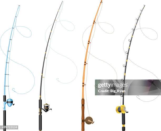 fishing poles - fishing rod stock illustrations