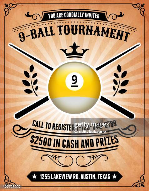 billards tournament on royalty free vector background poster - ninth stock illustrations