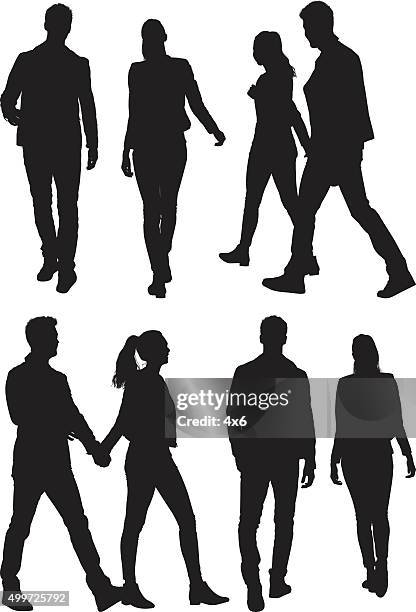 stockillustraties, clipart, cartoons en iconen met couple holding hands and walking - walking