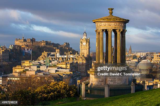 view from calton hill at sunrise, edinburgh - edinburgh old town stock pictures, royalty-free photos & images