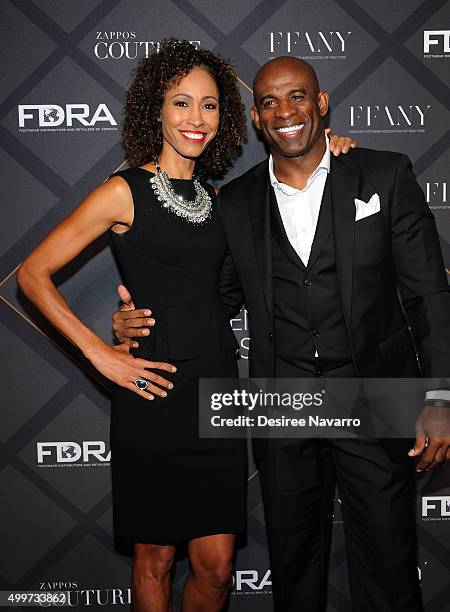 Host of NBA Countdown on ESPN/ABC Sage Steele and Pro Football Hall of Famer Deion Sanders attend the 29th FN Achievement Awards at IAC Headquarters...