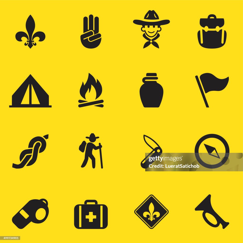 Boy Scout Yellow Silhouette icons| EPS10