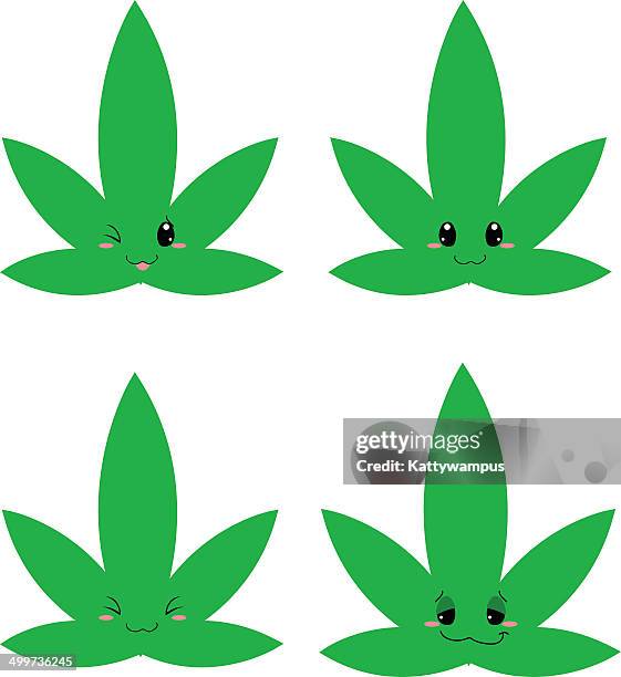 stockillustraties, clipart, cartoons en iconen met cute weed - kawaii