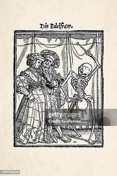 stockillustraties, clipart, cartoons en iconen met noble woman from dance of death after holbein - hans holbein