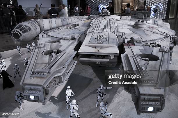 Lego Star Wars model is displayed inside a shopping mall ahead of the release of the film in Hong Kong on December 3, 2015. The new Star Wars movie...