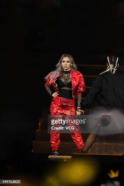 Singer CL of 2NE1 performs on the stage during the 2015 Mnet Asian Music Awards at AsiaWorld-Expo on December 2, 2015 in Hong Kong, China.