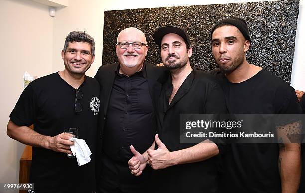 Sean Kelly, Roma Cohen and Hugo McCloud attend Chrome Hearts Celebrates Art Basel With Laduree & Sean Kelly And A Live Performance By Abstrakto at...