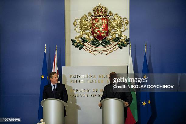 British Prime minister David Cameron speaks during a joint news conference with his Bulgarian counterpart Boyko Borisov after their meeting in Sofia...