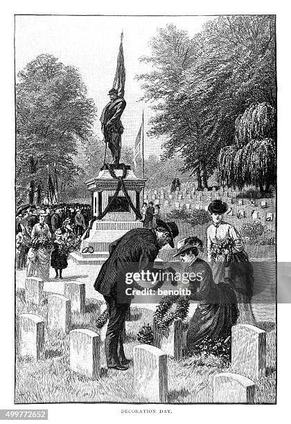 decoration day - grave stock illustrations