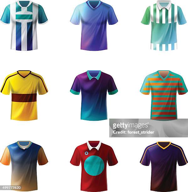illustrazioni stock, clip art, cartoni animati e icone di tendenza di divisa da calcio - jersey fabric