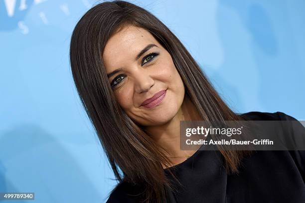 Actress Katie Holmes arrives at the WWD And Variety Inaugural Stylemakers' Event at Smashbox Studios on November 19, 2015 in Culver City, California.