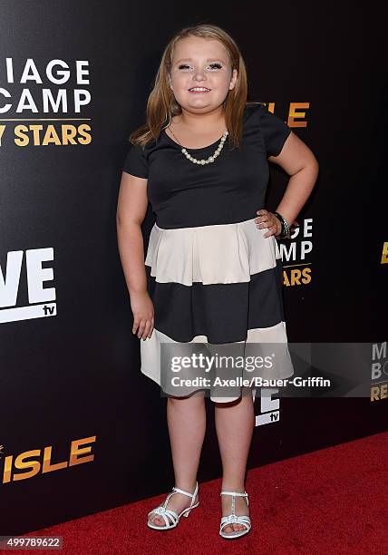 Personality Alana 'Honey Boo Boo' Thompson arrives at the premiere of 'Marriage Boot Camp' Reality Stars And 'Ex Isle' at Le Jardin on November 19,...