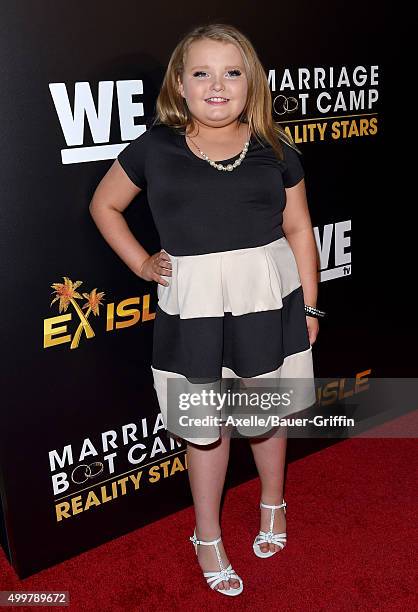 Personality Alana 'Honey Boo Boo' Thompson arrives at the premiere of 'Marriage Boot Camp' Reality Stars And 'Ex Isle' at Le Jardin on November 19,...