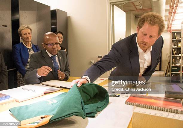 Prince Harry visits the archives at the Nelson Mandela Foundation Centre of Memory on December 3, 2015 in Johannesburg, South Africa. Prince Harry is...