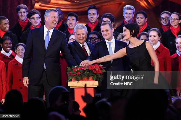 Pictured: Mayor Bill de Blasio, Jerry Speyer, Rob Speyer, Jaimie Alexander --