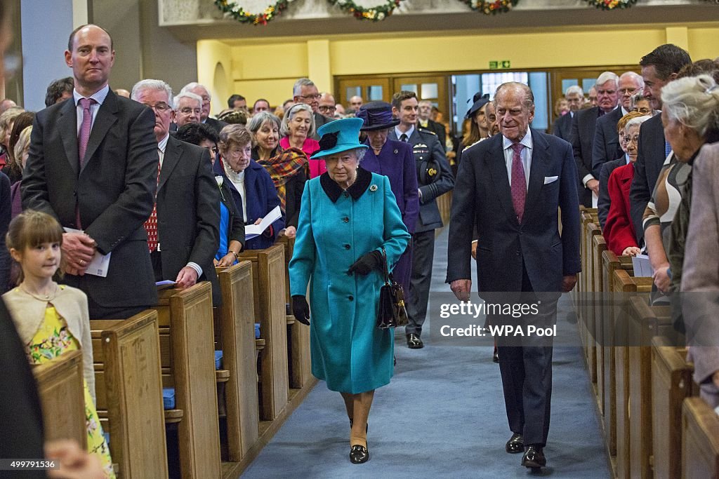 The Queen And Duke Of Edinburgh Visit St Columba's Church
