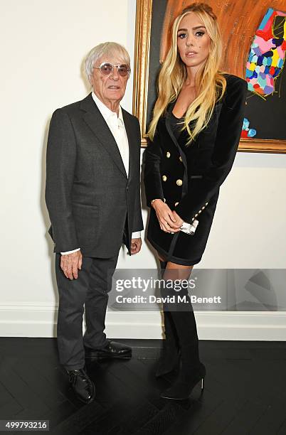 Bernie Ecclestone and Petra Ecclestone attend the Maddox Gallery launch exhibition on December 3, 2015 in London, England.