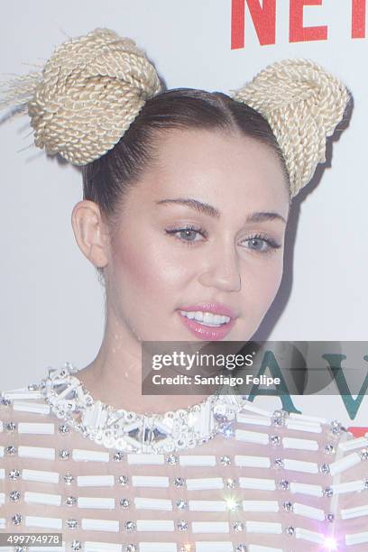 Miley Cyrus attends "A Very Murray Christmas" New York Premiere at Paris Theater on December 2, 2015 in New York City.