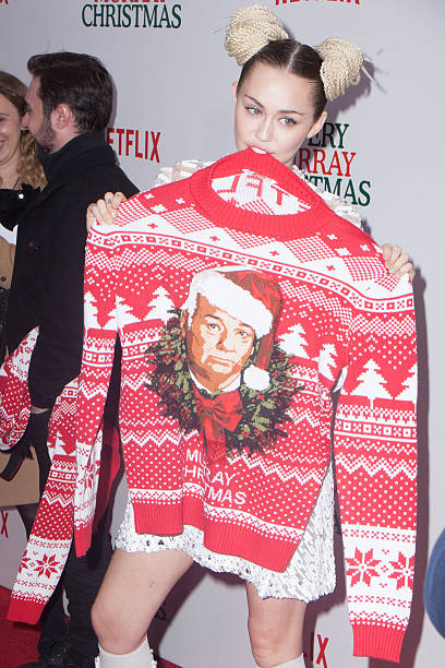 Miley Cyrus attends "A Very Murray Christmas" New York Premiere at Paris Theater on December 2, 2015 in New York City.