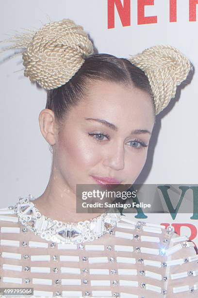 Miley Cyrus attends "A Very Murray Christmas" New York Premiere at Paris Theater on December 2, 2015 in New York City.