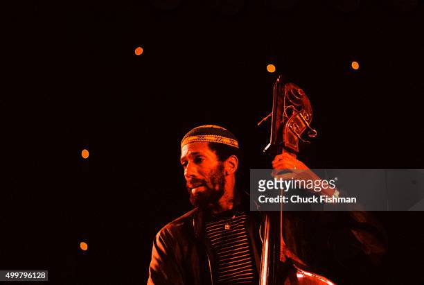American Jazz musician Ron Carter plays upright acoustic bass at the Kool Jazz Festival , 1981.
