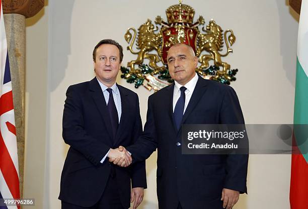 Bulgarian Prime Minister Boyko Borisov attends a meeting with British Prime Minister David Cameron in Sofia, Bulgaria on December 3, 2015.