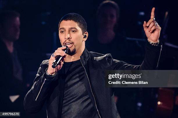 Andreas Bourani performs during the The Voice Of Germany - 1st Live Show on December 3, 2015 in Berlin, Germany.