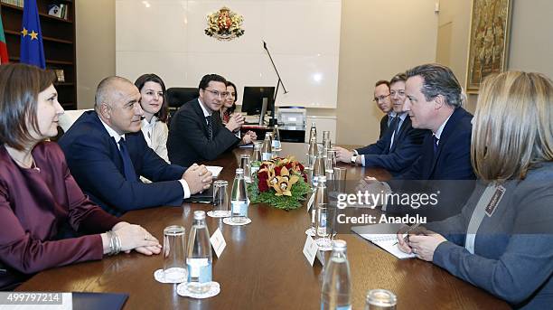 Bulgarian Prime Minister Boyko Borisov attends a meeting with British Prime Minister David Cameron in Sofia, Bulgaria on December 3, 2015.