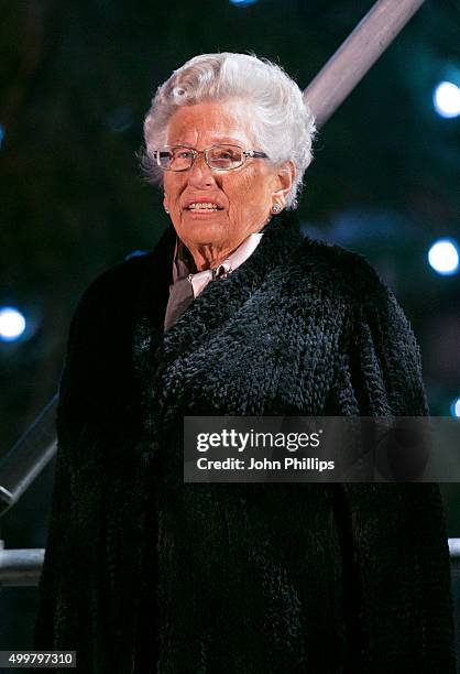 Princess Astrid Of Norway Turns On The Lights of the Trafalgar Square Christmas Tree at Trafalgar Square on December 3, 2015 in London, England.