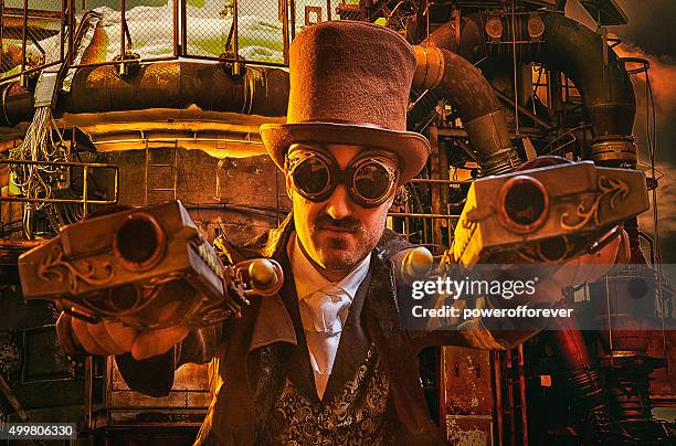 steampunk gunslinger - steampunk stock pictures, royalty-free photos & images