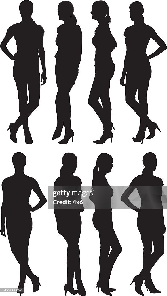 Woman standing in various views
