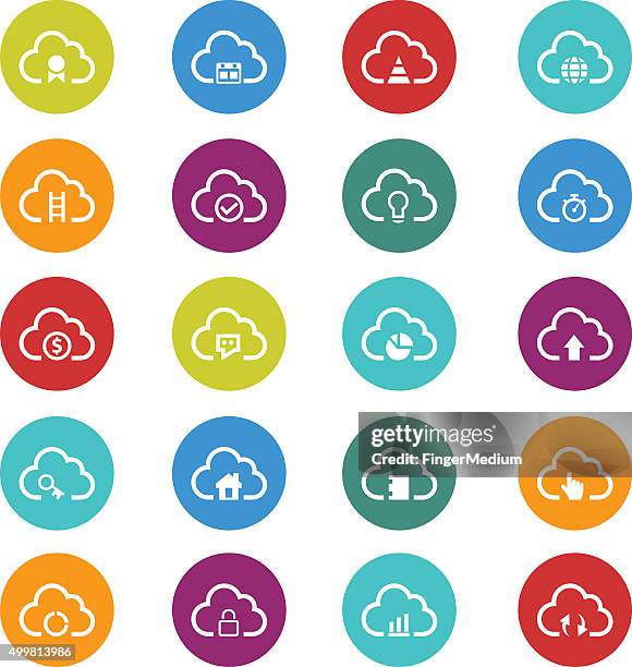cloud computing icon set - tick insect stock illustrations