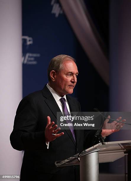 Republican presidential candidate and former Virginia Governor Jim Gilmore addresses the Republican Jewish Coalition at the Ronald Reagan Building...