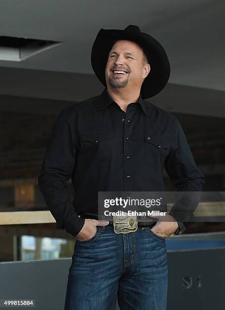 Singer/songwriter Garth Brooks smiles during a news conference to discuss plans for his upcoming concerts at the new Las Vegas Arena on December 3,...
