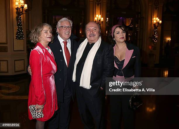 Sydne Rome, Peppino Di Capri, Lino Banfi and Rosanna Banfi attend the Pink Tie Ball Cocktail on December 3, 2015 in Rome, Italy.