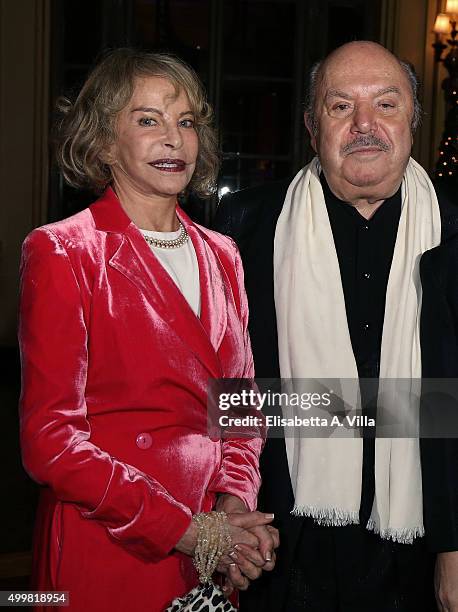 Sydne Rome and Lino Banfi attend the Pink Tie Ball Cocktail on December 3, 2015 in Rome, Italy.