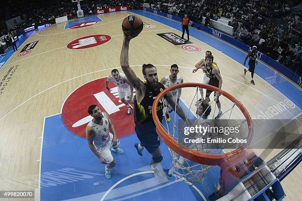 Luigi Datome, #70 of Fenerbahce Istanbul in action during the Turkish Airlines Euroleague Basketball Regular Season Round 8 game between Real Madrid...