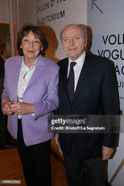 Jacques Toubon and wife Lise 'Volez, Voguez, Voyagez - Louis Vuitton' Exhibition Opening at Le Grand Palais on December 3, 2015 in Paris, France.