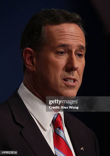 Republican presidential candidate and former U.S. Sen. Rick Santorum addresses the Republican Jewish Coalition at Ronald Reagan Building and...